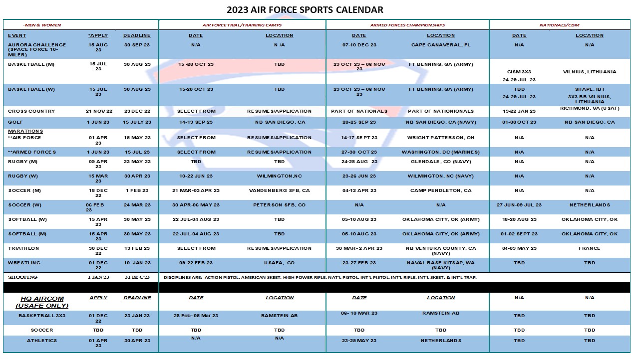 2023 DAF Sprots Calendar
